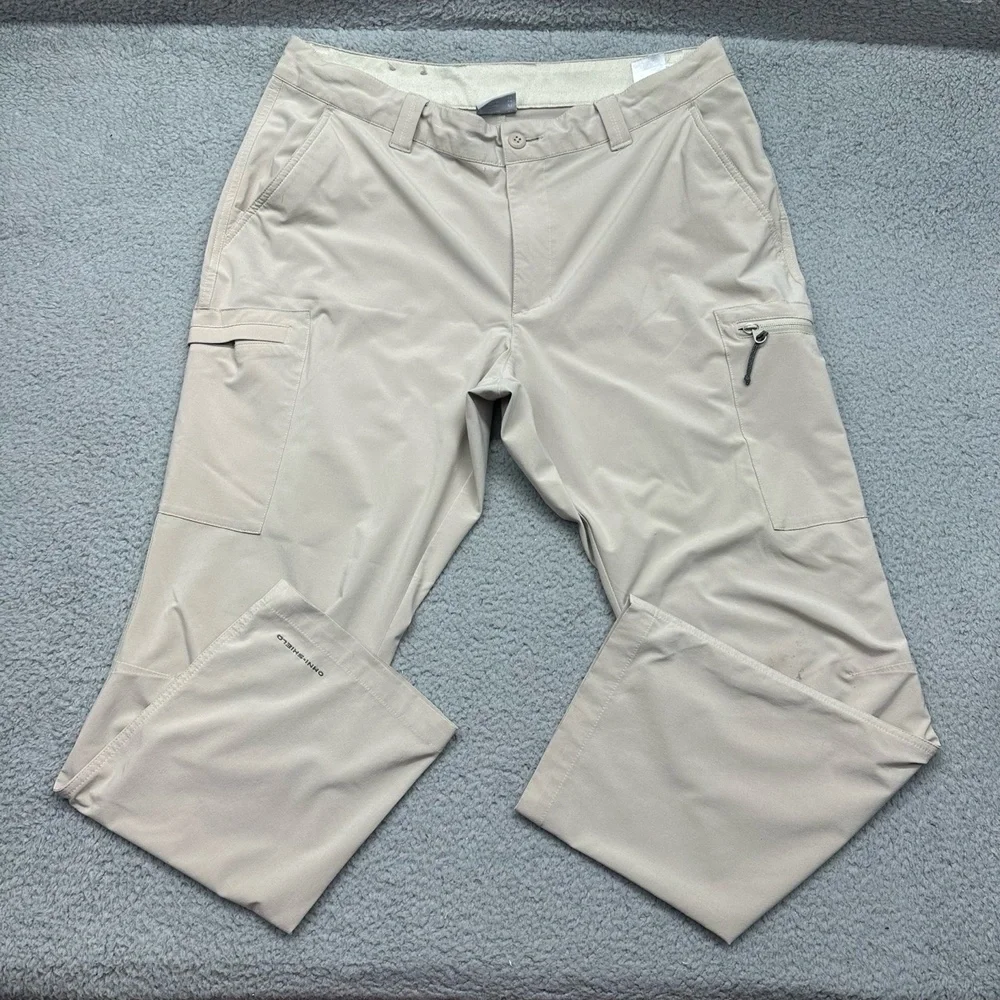 Columbia PFG XM3629 Mens Size 36W 30L Beige Cropped Cargo Fishing Outdoors Pants